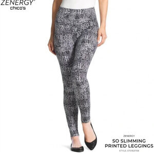 Chico’s Zenergy So Slimming Leggings Black White Womens Medium (1) NEW WITH TAG
